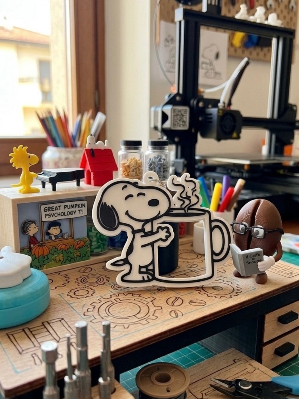 Peanuts Snoopy White & Black Coffee Magnet